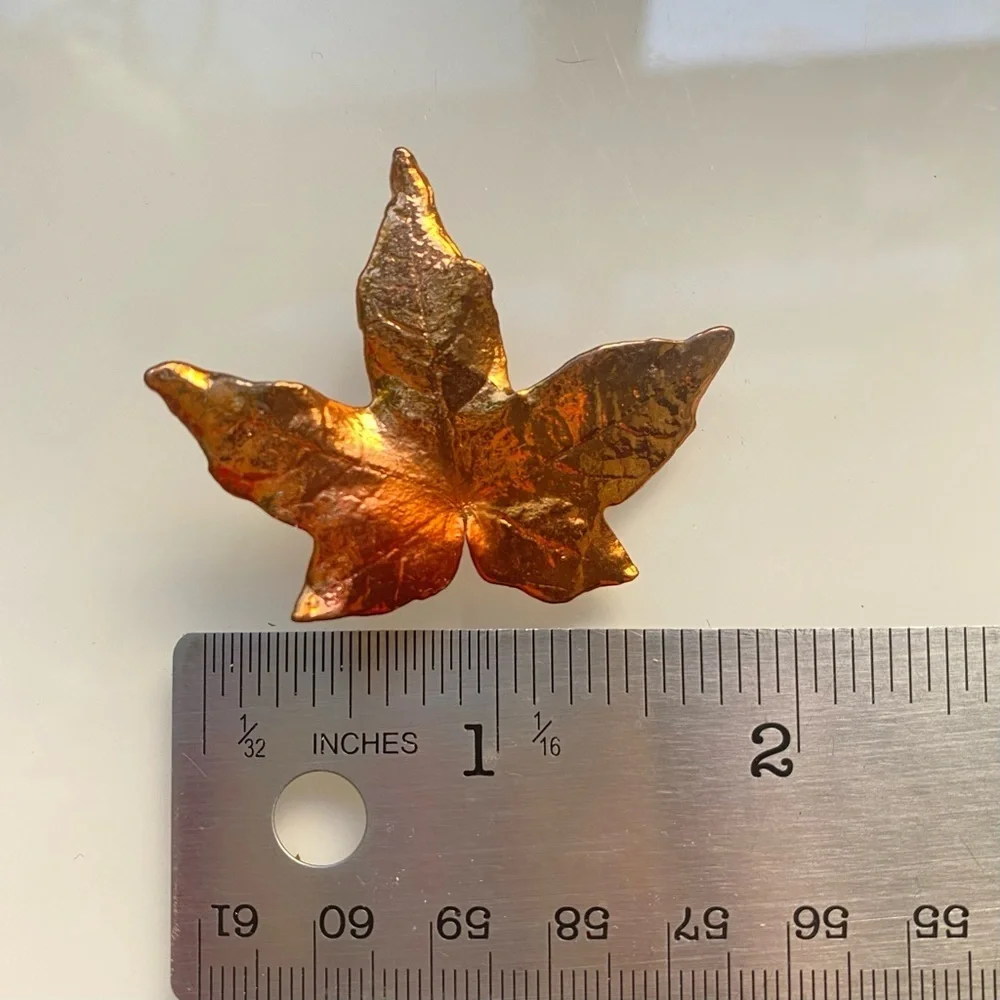 SpenCraft Copper Maple Leaf Brooch Pin Real Leaves